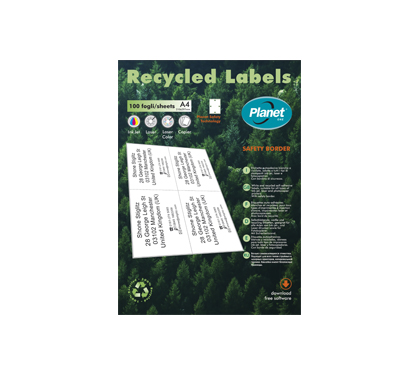 etichette bianche in carta riciclata